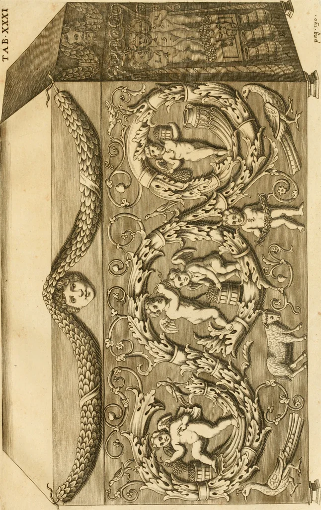 An illustration from Joannis Ciampini Romani, magistri brevium gratiae ... Opera, in tres tomos distributa : acesserunt eiusdem Ciampini opuscula quaedam selectiora : item appendix, seu notae, in quibus nonnulla post eius obitum innovata recensentur : ac demum auctoris vita, nunc primùm ipsius operibus addita, 1747, leaf 540