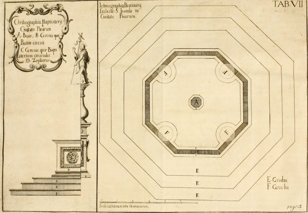 An illustration from Joannis Ciampini Romani, magistri brevium gratiae ... Opera, in tres tomos distributa : acesserunt eiusdem Ciampini opuscula quaedam selectiora : item appendix, seu notae, in quibus nonnulla post eius obitum innovata recensentur : ac demum auctoris vita, nunc primùm ipsius operibus addita, 1747, leaf 56