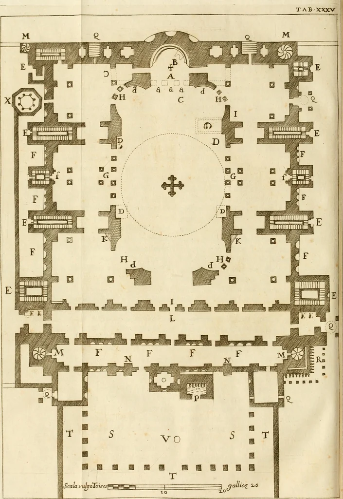 An illustration from Joannis Ciampini Romani, magistri brevium gratiae ... Opera, in tres tomos distributa : acesserunt eiusdem Ciampini opuscula quaedam selectiora : item appendix, seu notae, in quibus nonnulla post eius obitum innovata recensentur : ac demum auctoris vita, nunc primùm ipsius operibus addita, 1747, leaf 603