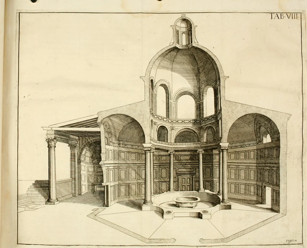 An illustration from Joannis Ciampini Romani, magistri brevium gratiae ... Opera, in tres tomos distributa : acesserunt eiusdem Ciampini opuscula quaedam selectiora : item appendix, seu notae, in quibus nonnulla post eius obitum innovata recensentur : ac demum auctoris vita, nunc primùm ipsius operibus addita, 1747, leaf 61