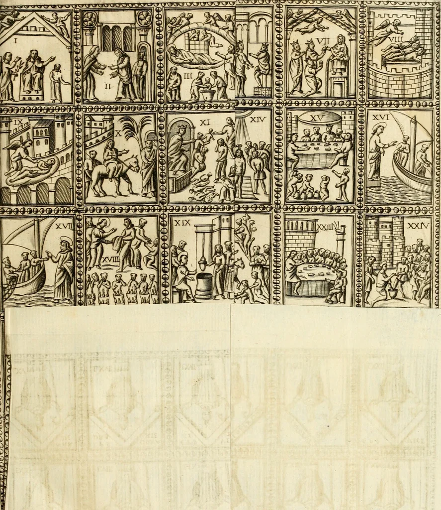 An illustration from Joannis Ciampini Romani, magistri brevium gratiae ... Opera, in tres tomos distributa : acesserunt eiusdem Ciampini opuscula quaedam selectiora : item appendix, seu notae, in quibus nonnulla post eius obitum innovata recensentur : ac demum auctoris vita, nunc primùm ipsius operibus addita, 1747, leaf 64