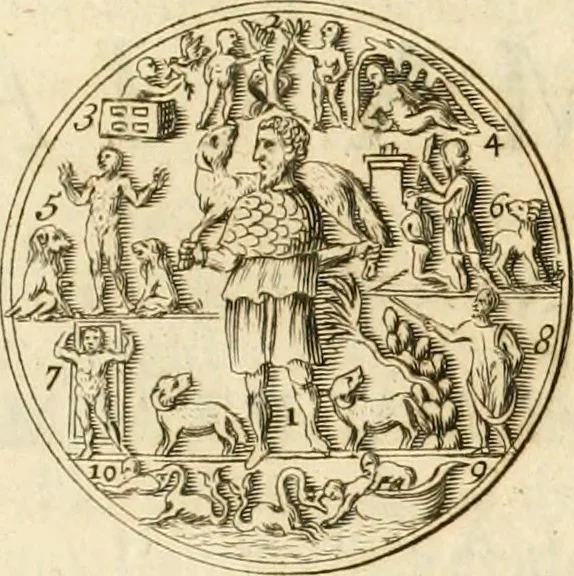 An illustration from Joannis Ciampini Romani, magistri brevium gratiae ... Opera, in tres tomos distributa : acesserunt eiusdem Ciampini opuscula quaedam selectiora : item appendix, seu notae, in quibus nonnulla post eius obitum innovata recensentur : ac demum auctoris vita, nunc primùm ipsius operibus addita, 1747, leaf 645