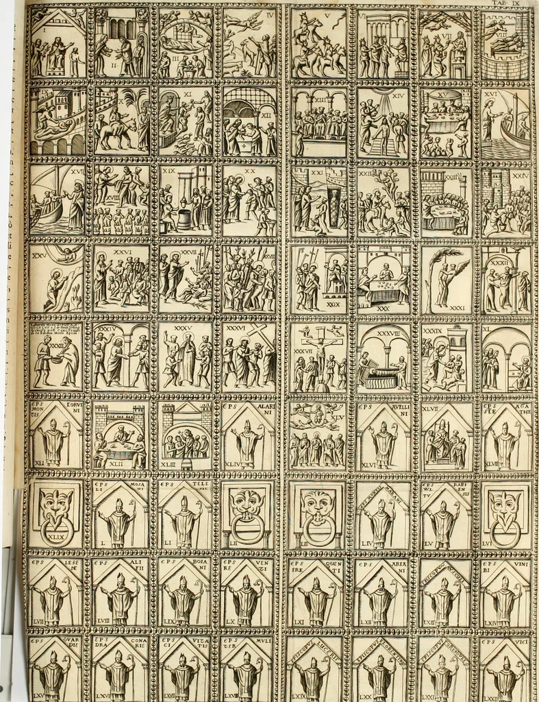 An illustration from Joannis Ciampini Romani, magistri brevium gratiae ... Opera, in tres tomos distributa : acesserunt eiusdem Ciampini opuscula quaedam selectiora : item appendix, seu notae, in quibus nonnulla post eius obitum innovata recensentur : ac demum auctoris vita, nunc primùm ipsius operibus addita, 1747, leaf 65