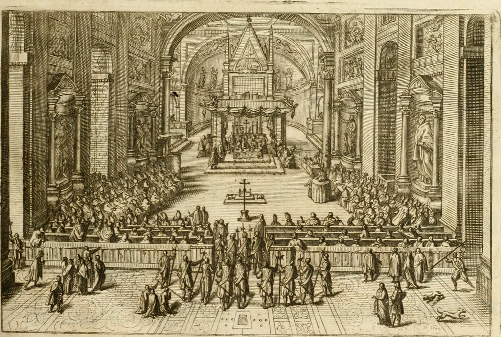 An illustration from Joannis Ciampini Romani, magistri brevium gratiae ... Opera, in tres tomos distributa : acesserunt eiusdem Ciampini opuscula quaedam selectiora : item appendix, seu notae, in quibus nonnulla post eius obitum innovata recensentur : ac demum auctoris vita, nunc primùm ipsius operibus addita, 1747, leaf 8