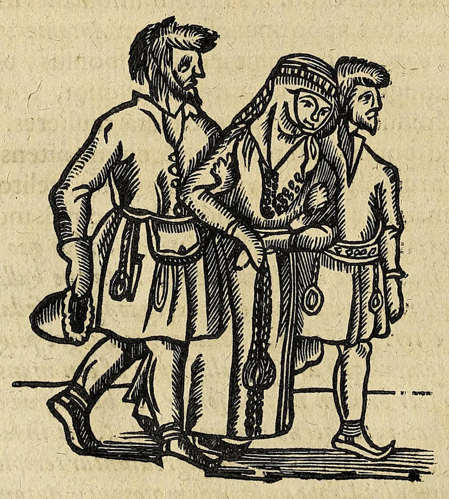 An illustration from Joannis Schefferi Argentoratensis Lapponia, id est, Regionis Lapponum et gentis nova et verissima descriptio : in qua multa de origine, superstitione, sacris magicis, victu, cultu, negotiis Lapponum, item animalium, metallorumque indole, quae in terris eorum proveniunt, hactenus incognita produntur, & eiconibus adjectis cum cura illustrantur, 1673, leaf 314