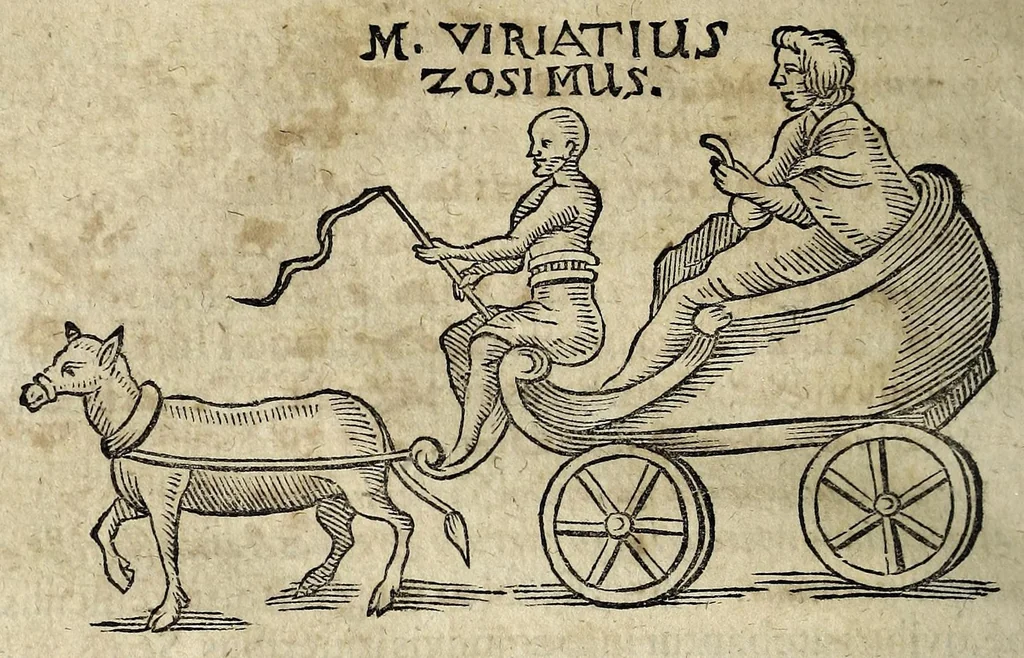 An illustration from Joannis Schefferi Argentoratensis De re vehiculari veterum libri duo. Accedit Pyrrhi Ligorii V.C. De vehiculis fragmentum : nunquam ante publicatum, ex bibliotheca Sereniss. Reg. Christinae, cum ejusdem I. Schefferi Arg. annotationibus, 1671, leaf 240