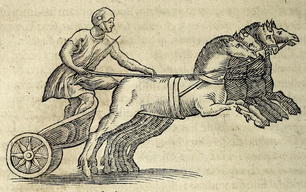 An illustration from Joannis Schefferi Argentoratensis De re vehiculari veterum libri duo. Accedit Pyrrhi Ligorii V.C. De vehiculis fragmentum : nunquam ante publicatum, ex bibliotheca Sereniss. Reg. Christinae, cum ejusdem I. Schefferi Arg. annotationibus, 1671, leaf 468