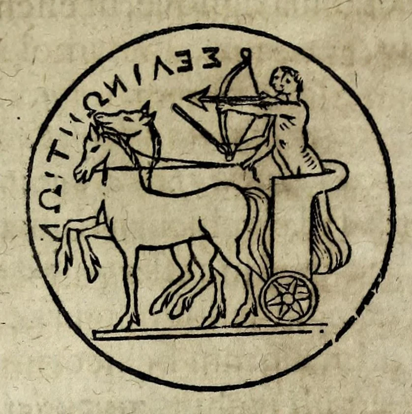 An illustration from Joannis Schefferi Argentoratensis De re vehiculari veterum libri duo. Accedit Pyrrhi Ligorii V.C. De vehiculis fragmentum : nunquam ante publicatum, ex bibliotheca Sereniss. Reg. Christinae, cum ejusdem I. Schefferi Arg. annotationibus, 1671, leaf 87
