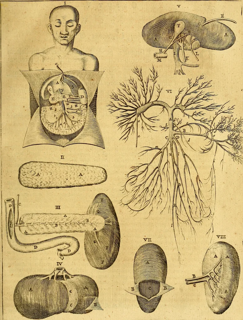 An illustration from Joannis Veslingii, equitus, professoris quondam Patavini, & c., Syntagma anatomicum, commentario atque appendice ex veterum, recentiorum, propriisque, observationibus, 1666, leaf 100