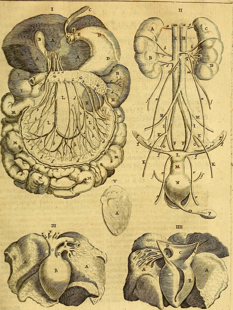 An illustration from Joannis Veslingii, equitus, professoris quondam Patavini, & c., Syntagma anatomicum, commentario atque appendice ex veterum, recentiorum, propriisque, observationibus, 1666, leaf 158
