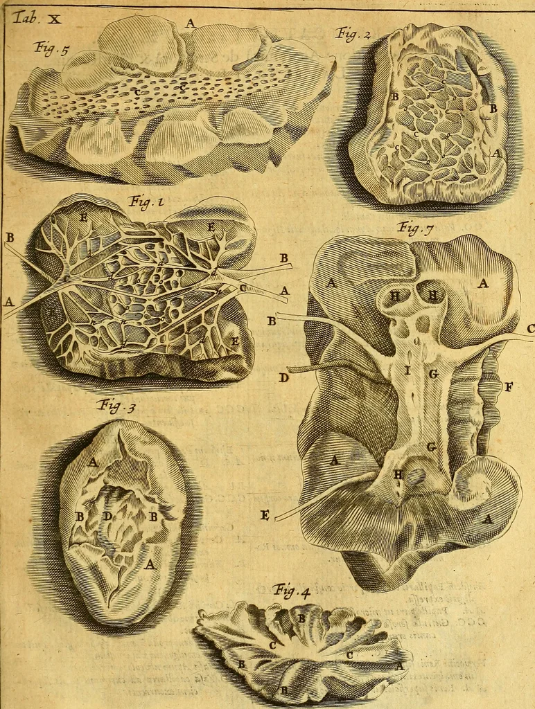 An illustration from Joannis Veslingii, equitus, professoris quondam Patavini, & c., Syntagma anatomicum, commentario atque appendice ex veterum, recentiorum, propriisque, observationibus, 1666, leaf 470