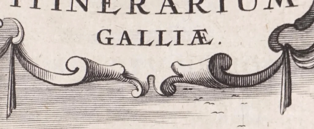 An illustration from Jodoci Sinceri Itinerarium Galliae : ita accommodatum, ut ejus ductu mediocri tempore tota Gallia obiri, Anglia & Belgium adiri possint : nec bis tèrve ad eadem loca rediri oporteat : notatis cujuscunque loci, quas vocant, deliciis : cum appendice, de Burdigala, ac iconibus vrbium praecipuarum illustratum, 1649, leaf 9
