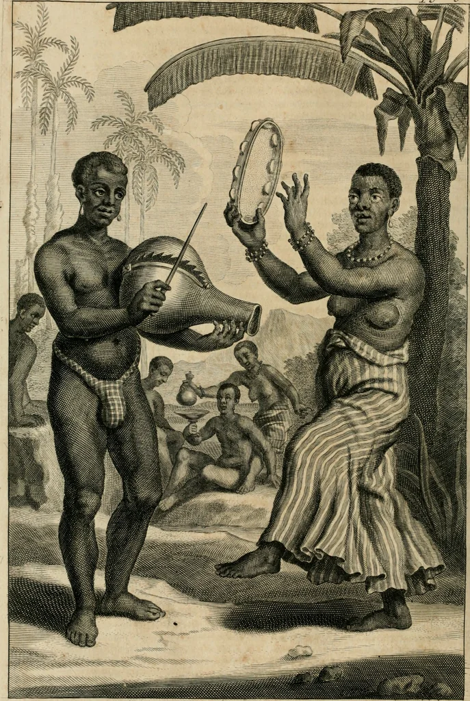 An illustration from Johan Nieuhofs Gedenkweerdige Brasiliaense zee- en lant- reize. : Behelzende al het geen op dezelve is voorgevallen. Beneffens een bondige beschrijving van gantsche Neerlants Brasil, zoo van lantschappen, steden, dieren, gewassen, als draghten, zeden en godsdienst der inwoonders: en ��inzonderheit ein wijtloopig verhael der merkwaardigste voorvallen en geschiedenissen, die zich, geduurende zijn negenjarigh verblijf in Brasil, in d'oorlogen en opstant der Portugesen tegen d'onzen, zich sedert het jaer 1640. tot 1649. hebben toegedragen. Door gaens verçiert met verscheide afbeeldingen, na't leven aldaer getekent, 1682, leaf 247