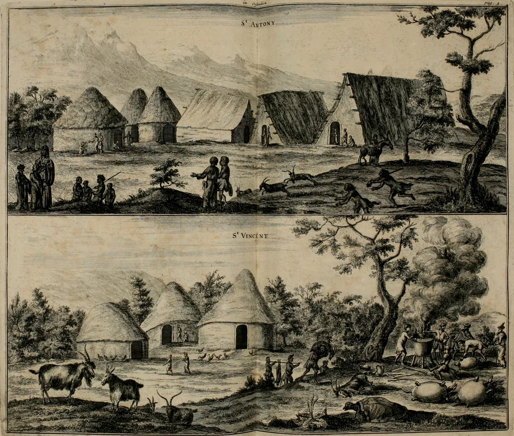 An illustration from Johan Nieuhofs Gedenkweerdige Brasiliaense zee- en lant- reize. : Behelzende al het geen op dezelve is voorgevallen. Beneffens een bondige beschrijving van gantsche Neerlants Brasil, zoo van lantschappen, steden, dieren, gewassen, als draghten, zeden en godsdienst der inwoonders: en ��inzonderheit ein wijtloopig verhael der merkwaardigste voorvallen en geschiedenissen, die zich, geduurende zijn negenjarigh verblijf in Brasil, in d'oorlogen en opstant der Portugesen tegen d'onzen, zich sedert het jaer 1640. tot 1649. hebben toegedragen. Door gaens verçiert met verscheide afbeeldingen, na't leven aldaer getekent, 1682, leaf 281