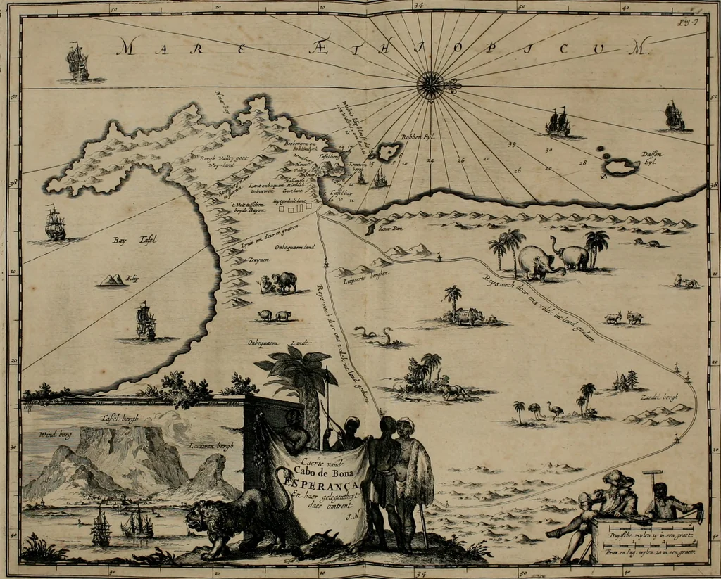 An illustration from Johan Nieuhofs Gedenkweerdige Brasiliaense zee- en lant- reize. : Behelzende al het geen op dezelve is voorgevallen. Beneffens een bondige beschrijving van gantsche Neerlants Brasil, zoo van lantschappen, steden, dieren, gewassen, als draghten, zeden en godsdienst der inwoonders: en ��inzonderheit ein wijtloopig verhael der merkwaardigste voorvallen en geschiedenissen, die zich, geduurende zijn negenjarigh verblijf in Brasil, in d'oorlogen en opstant der Portugesen tegen d'onzen, zich sedert het jaer 1640. tot 1649. hebben toegedragen. Door gaens verçiert met verscheide afbeeldingen, na't leven aldaer getekent, 1682, leaf 287