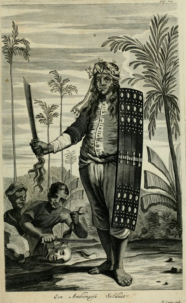 An illustration from Johan Nieuhofs Gedenkweerdige Brasiliaense zee- en lant- reize. : Behelzende al het geen op dezelve is voorgevallen. Beneffens een bondige beschrijving van gantsche Neerlants Brasil, zoo van lantschappen, steden, dieren, gewassen, als draghten, zeden en godsdienst der inwoonders: en ��inzonderheit ein wijtloopig verhael der merkwaardigste voorvallen en geschiedenissen, die zich, geduurende zijn negenjarigh verblijf in Brasil, in d'oorlogen en opstant der Portugesen tegen d'onzen, zich sedert het jaer 1640. tot 1649. hebben toegedragen. Door gaens verçiert met verscheide afbeeldingen, na't leven aldaer getekent, 1682, leaf 536