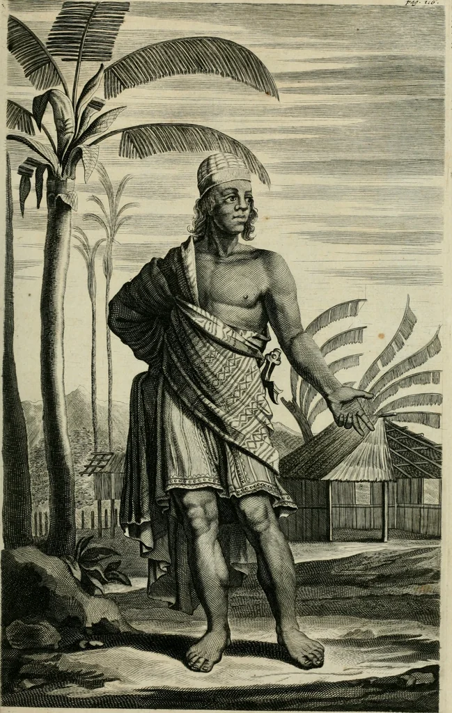 An illustration from Johan Nieuhofs Gedenkweerdige Brasiliaense zee- en lant- reize. : Behelzende al het geen op dezelve is voorgevallen. Beneffens een bondige beschrijving van gantsche Neerlants Brasil, zoo van lantschappen, steden, dieren, gewassen, als draghten, zeden en godsdienst der inwoonders: en ��inzonderheit ein wijtloopig verhael der merkwaardigste voorvallen en geschiedenissen, die zich, geduurende zijn negenjarigh verblijf in Brasil, in d'oorlogen en opstant der Portugesen tegen d'onzen, zich sedert het jaer 1640. tot 1649. hebben toegedragen. Door gaens verçiert met verscheide afbeeldingen, na't leven aldaer getekent, 1682, leaf 544