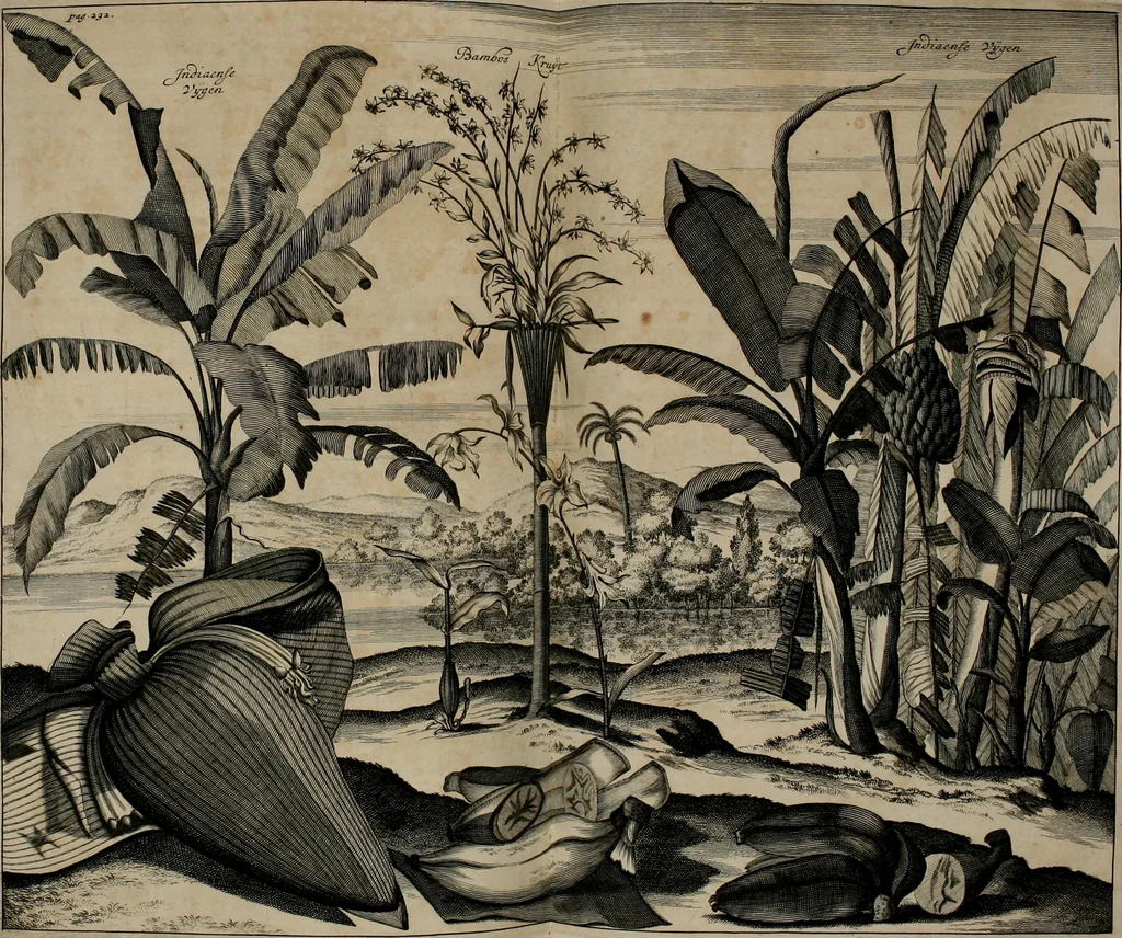 An illustration from Johan Nieuhofs Gedenkweerdige Brasiliaense zee- en lant- reize. : Behelzende al het geen op dezelve is voorgevallen. Beneffens een bondige beschrijving van gantsche Neerlants Brasil, zoo van lantschappen, steden, dieren, gewassen, als draghten, zeden en godsdienst der inwoonders: en ��inzonderheit ein wijtloopig verhael der merkwaardigste voorvallen en geschiedenissen, die zich, geduurende zijn negenjarigh verblijf in Brasil, in d'oorlogen en opstant der Portugesen tegen d'onzen, zich sedert het jaer 1640. tot 1649. hebben toegedragen. Door gaens verçiert met verscheide afbeeldingen, na't leven aldaer getekent, 1682, leaf 575