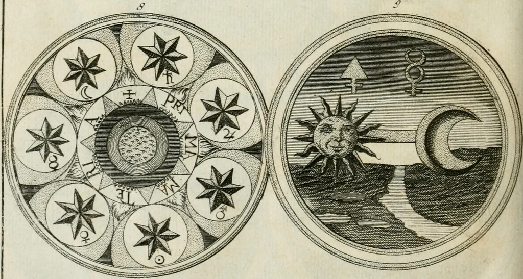 An illustration from Johannis Conradi Barchusen Elementa chemiae, quibius subjuncta est, Confectura lapidis philosophici, imaginibus repraesentata, 1718, leaf 535