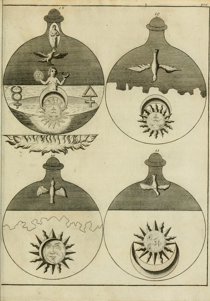 An illustration from Johannis Conradi Barchusen Elementa chemiae, quibius subjuncta est, Confectura lapidis philosophici, imaginibus repraesentata, 1718, leaf 544