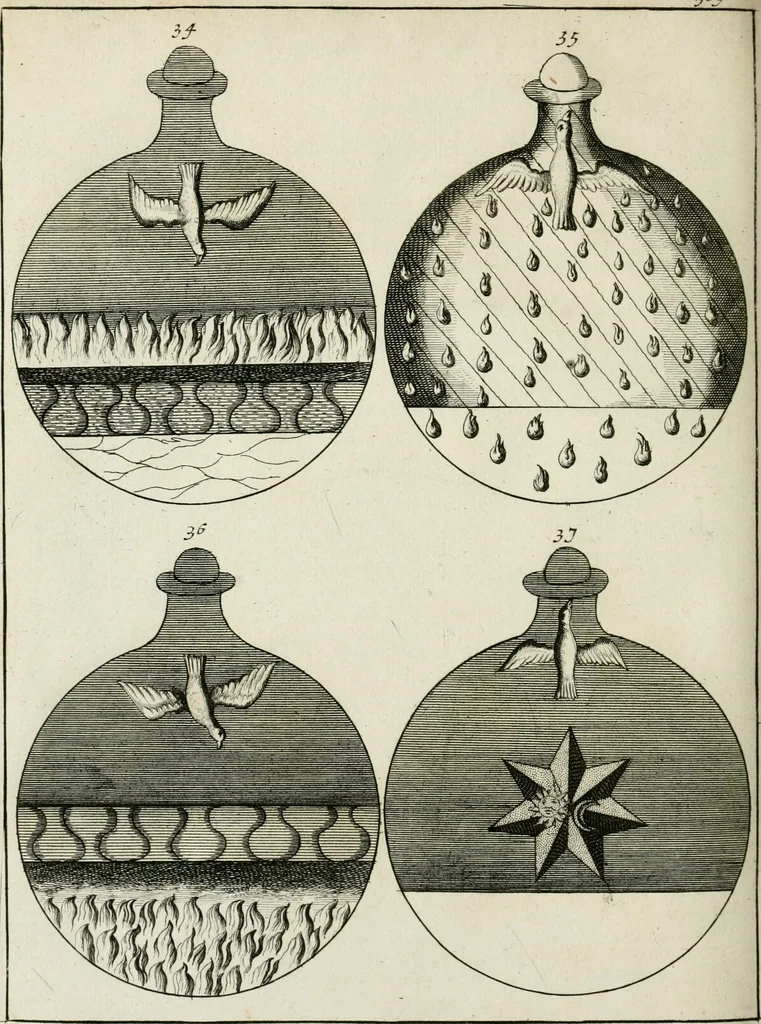 An illustration from Johannis Conradi Barchusen Elementa chemiae, quibius subjuncta est, Confectura lapidis philosophici, imaginibus repraesentata, 1718, leaf 555