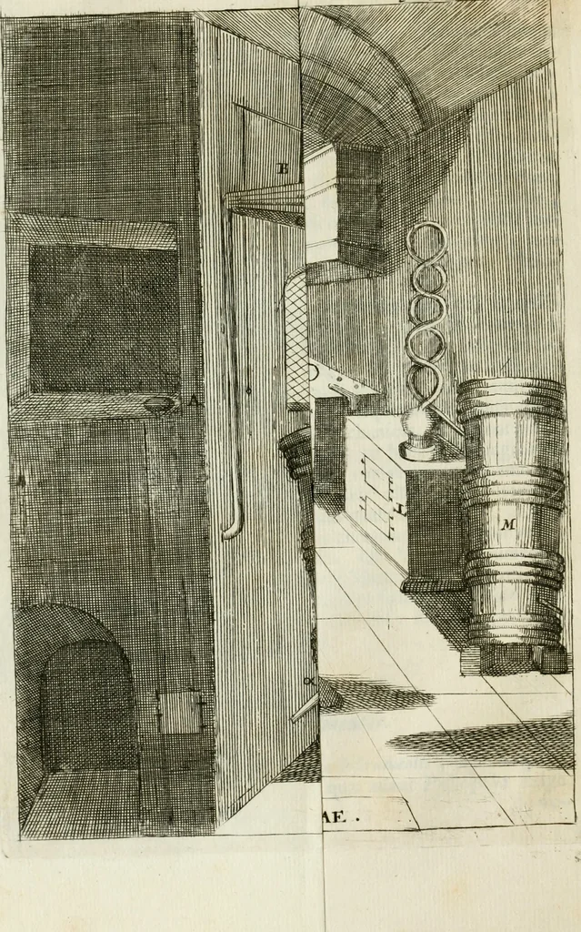 An illustration from Johannis Conradi Barchusen Elementa chemiae, quibius subjuncta est, Confectura lapidis philosophici, imaginibus repraesentata, 1718, leaf 77