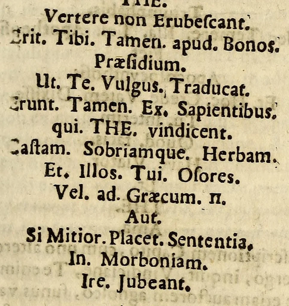 An illustration from Johannis Nicolai Pechlini, Med. D.P. serenissimi Cimbriae principis reg. archiatri, Theophilus Bibaculus sive De potu theae dialogus, 1684, leaf 101