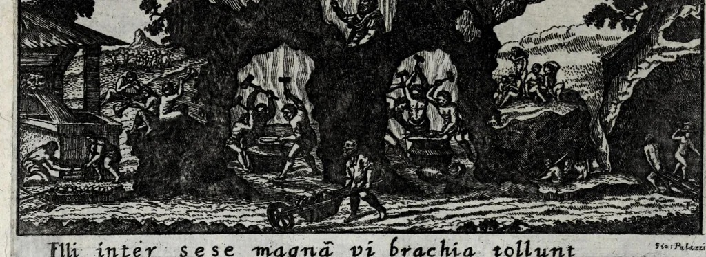 An illustration from Johannis Petri Erici in ejusdem Principio philologico promissa Anthrōpoglōttogonia, sive, Humanae linguae genesis partis primae, tomus primus : ubi de particulis quibusdam, & imprimis de pronominibus tam Graecis, quàm Hebraicis & Latinis : nec non iis, quae his accidunt, agitur : tum diversorum etiam idiomatum glossemata non pauca, quae indagatorem hactenus desiderarunt, evidenti etymologiâ resolvuntur & dilucidantur, 1697, leaf 74