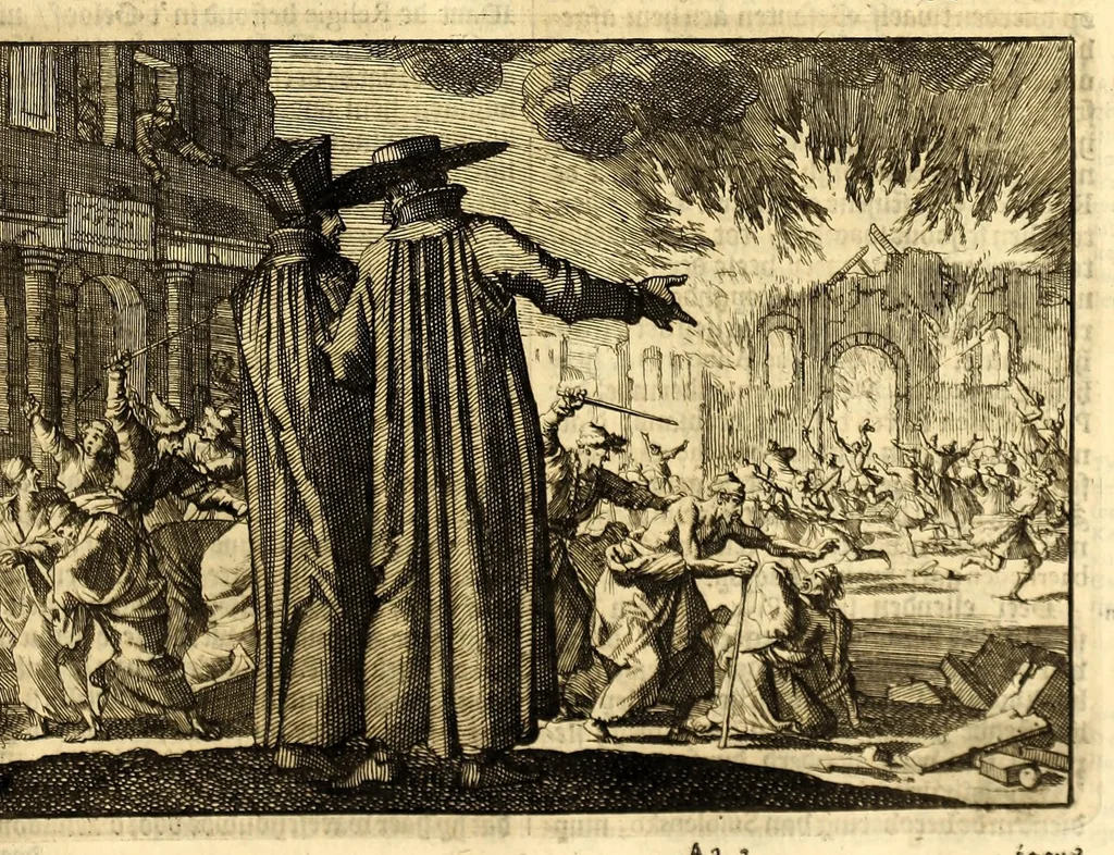 An illustration from Joh[ann] Lodew[ijck] Gottfrieds Historische kronyck; : vervattende een nauwkeurige en volkomene beschrijvingh der aldergedenck waerdigste geschiedenissen des weerelds, van den aenvangh der Scheppingh tot op't jaer Christi 1576. In een nette ordre gebragt na de verdeelingh der vier monarchien, en de bondighste jaer-rekeningh. Op nieuws vertaeld na den derden vermeerderden druck, met byvoegingh van de Historie der Reformatie in Duytschland: en een volkoomen bladwijser aller voornaemste saecken,, 1698, leaf 207