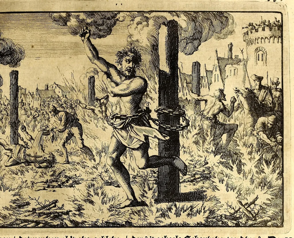 An illustration from Joh[ann] Lodew[ijck] Gottfrieds Historische kronyck; : vervattende een nauwkeurige en volkomene beschrijvingh der aldergedenck waerdigste geschiedenissen des weerelds, van den aenvangh der Scheppingh tot op't jaer Christi 1576. In een nette ordre gebragt na de verdeelingh der vier monarchien, en de bondighste jaer-rekeningh. Op nieuws vertaeld na den derden vermeerderden druck, met byvoegingh van de Historie der Reformatie in Duytschland: en een volkoomen bladwijser aller voornaemste saecken,, 1698, leaf 285
