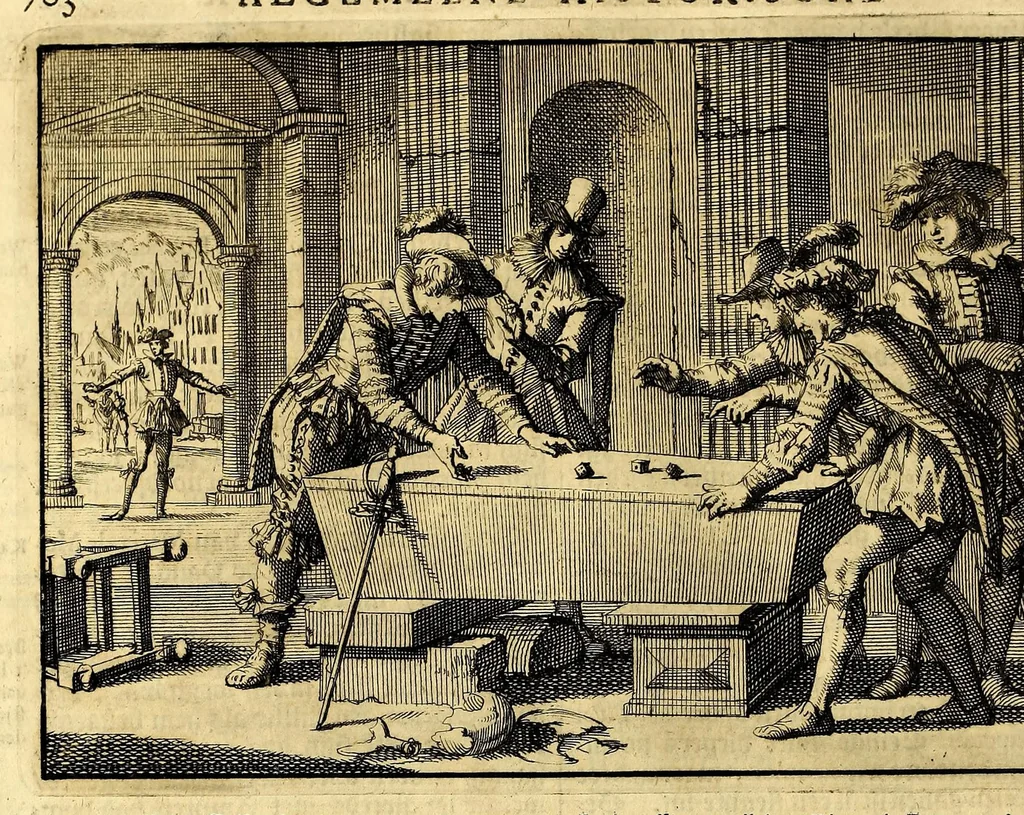An illustration from Joh[ann] Lodew[ijck] Gottfrieds Historische kronyck; : vervattende een nauwkeurige en volkomene beschrijvingh der aldergedenck waerdigste geschiedenissen des weerelds, van den aenvangh der Scheppingh tot op't jaer Christi 1576. In een nette ordre gebragt na de verdeelingh der vier monarchien, en de bondighste jaer-rekeningh. Op nieuws vertaeld na den derden vermeerderden druck, met byvoegingh van de Historie der Reformatie in Duytschland: en een volkoomen bladwijser aller voornaemste saecken,, 1698, leaf 370