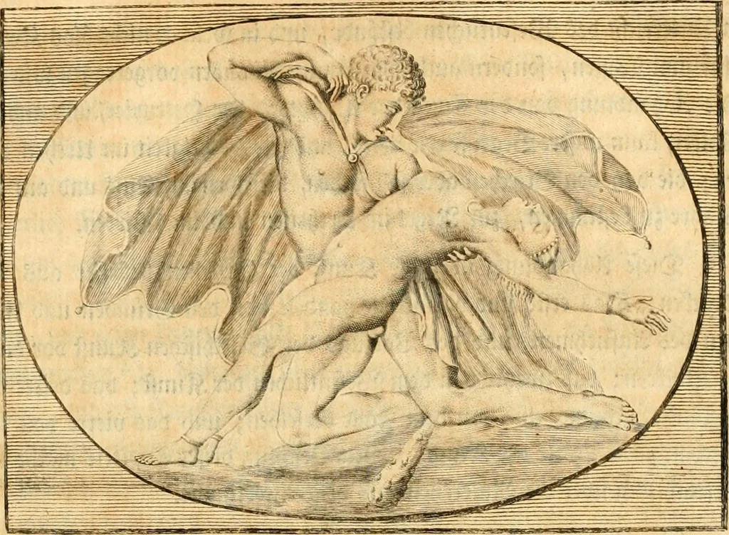 An illustration from Johann Winckelmanns, präsidentens der Alterthümer zu Rom ... Geschichte der Kunst des Alterthums, 1764, leaf 182