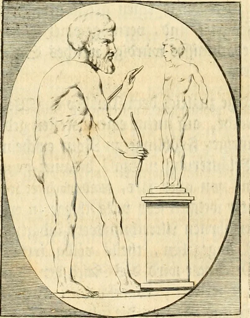 An illustration from Johann Winckelmanns, präsidentens der Alterthümer zu Rom ... Geschichte der Kunst des Alterthums, 1764, leaf 29