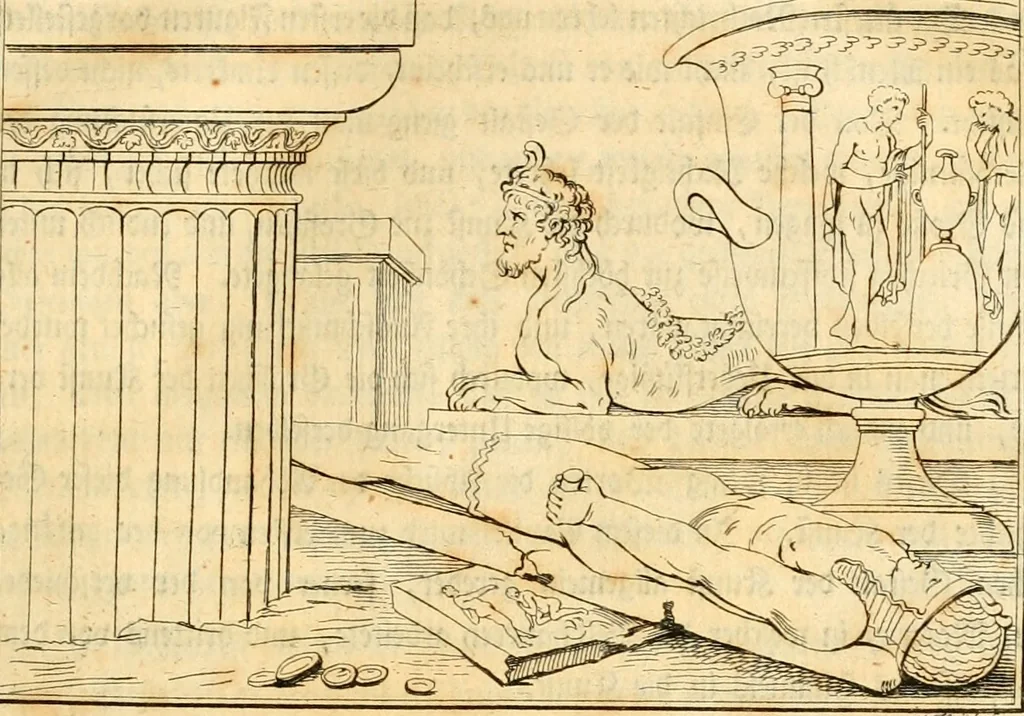 An illustration from Johann Winckelmanns, präsidentens der Alterthümer zu Rom ... Geschichte der Kunst des Alterthums, 1764, leaf 58