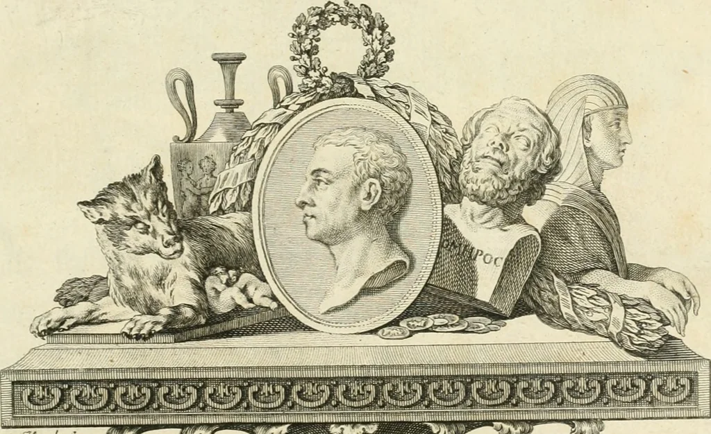 An illustration from Johann Winkelmanns Geschichte der Kunst des Alterthums, 1776, leaf 4
