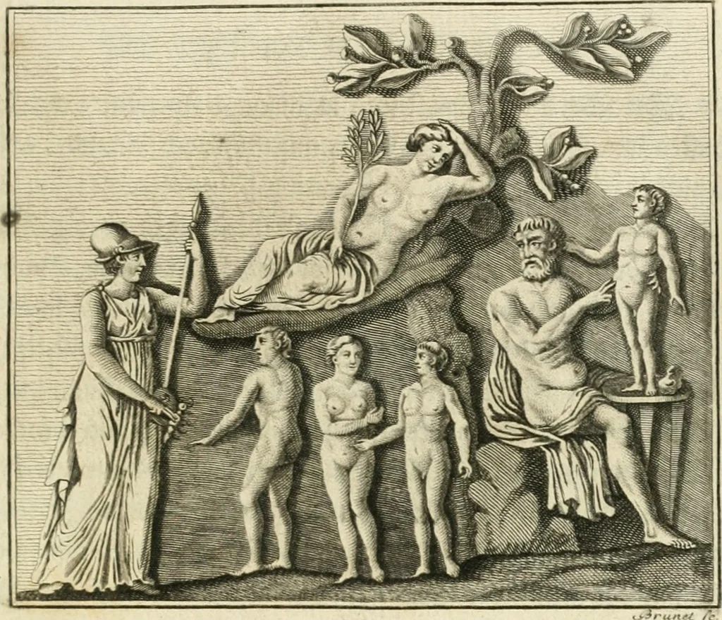 An illustration from Johann Winkelmanns Geschichte der Kunst des Alterthums, 1776, leaf 92