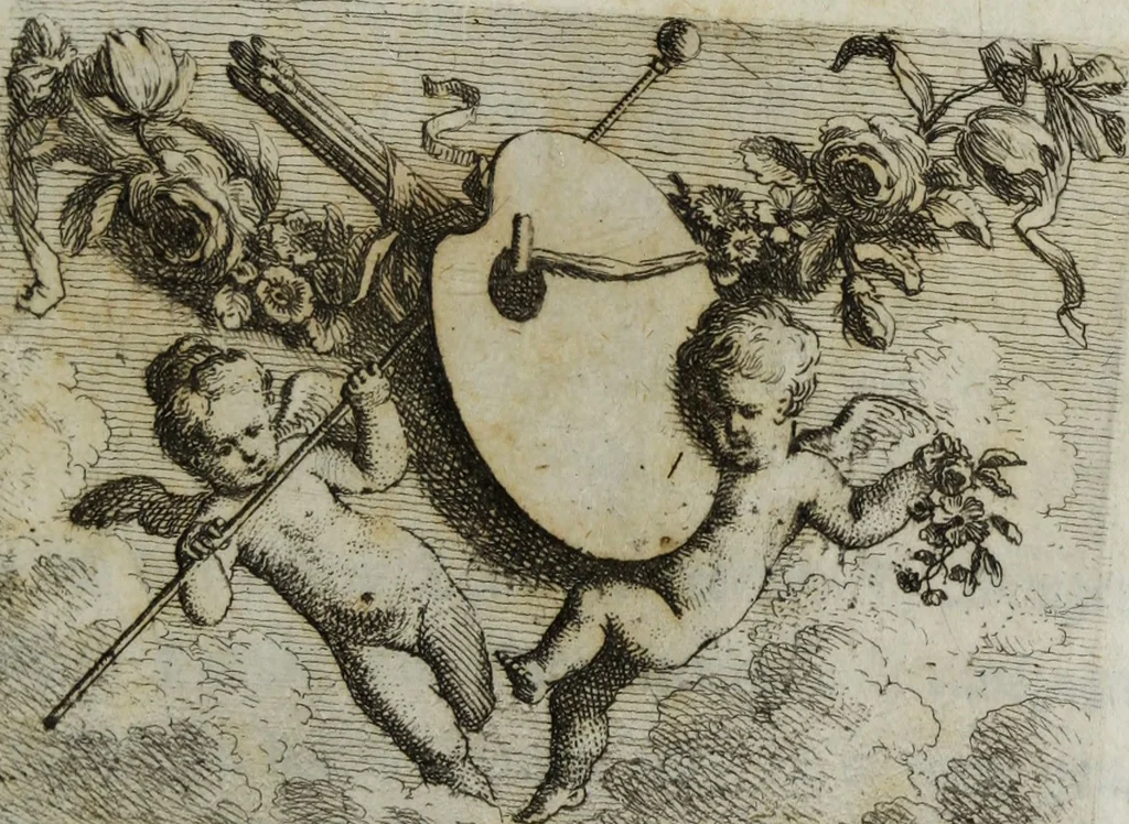 An illustration from Joh. Caspar Füesslins Geschichte der besten Künstler in der Schweitz : nebst ihren Bildnissen, 1769, leaf 356