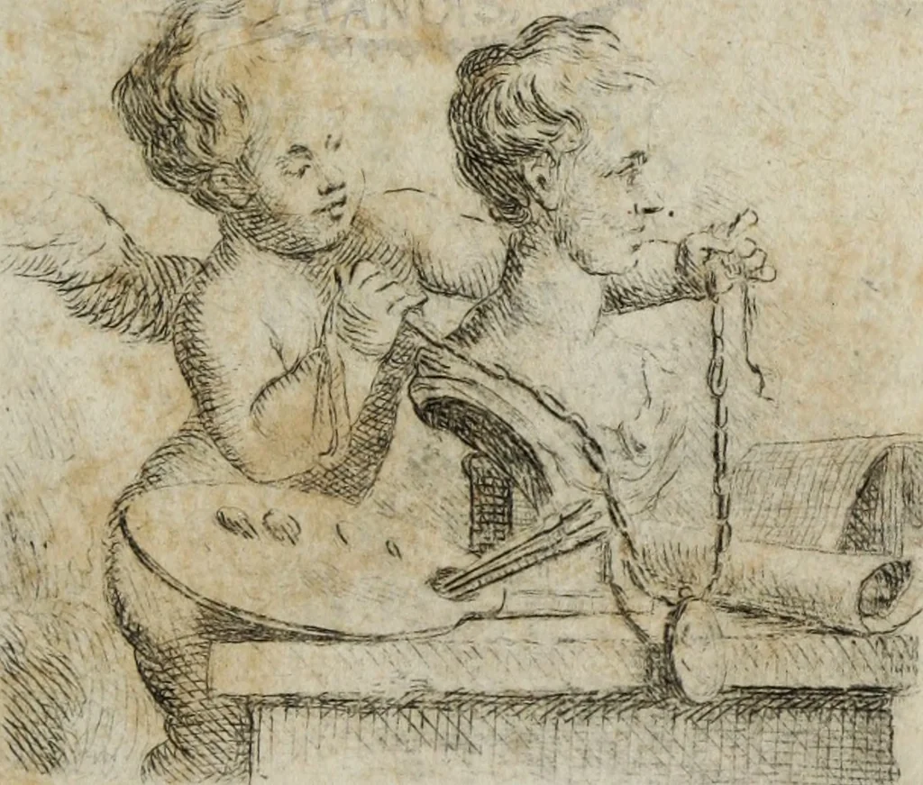 An illustration from Joh. Caspar Füesslins Geschichte der besten Künstler in der Schweitz : nebst ihren Bildnissen, 1769, leaf 4