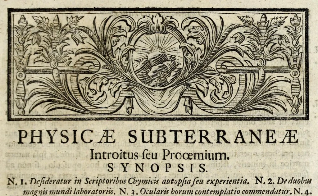 An illustration from Joh. Joachimi Beccheri ... Physica subterranea profundam subterraneorum genesin e principiis hucusque ignotis ostendens : opus sine pari, primum hactenus et princeps, 1738, leaf 19