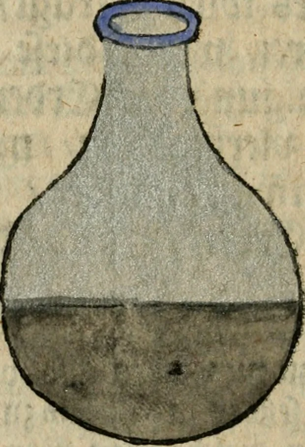 An illustration from Joh. Michaelis Faustij ... Compendium alchymist. novum, sive, Pandora explicata & figuris jllustrata, das ist, Die edelste Gabe Gottes, oder, Ein güldener Schatz : mit welchem die alten und neuen Philosophi, die unvollkommene Metall, durch Gewalt des Feuers verbessert, und allerhand schädliche und unheylsame Kranckheiten innerlich und äusserlich, durch deren Würckung vertrieben haben : dieser Edition wird annoch, nebst vielen Kupffern und über 800 Philosophischen Anmerckungen, ein volkomenes Lexicon alchymisticum novum, und ein vollständiges Register rerum & verborum, beygefüget, 1706, leaf 343