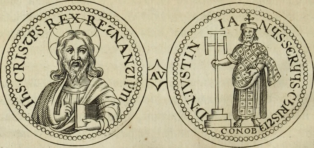 An illustration from Jo. Jac. Chiffletii De linteis sepulchralibus Christi Servatoris crisis historica, 1688, leaf 149