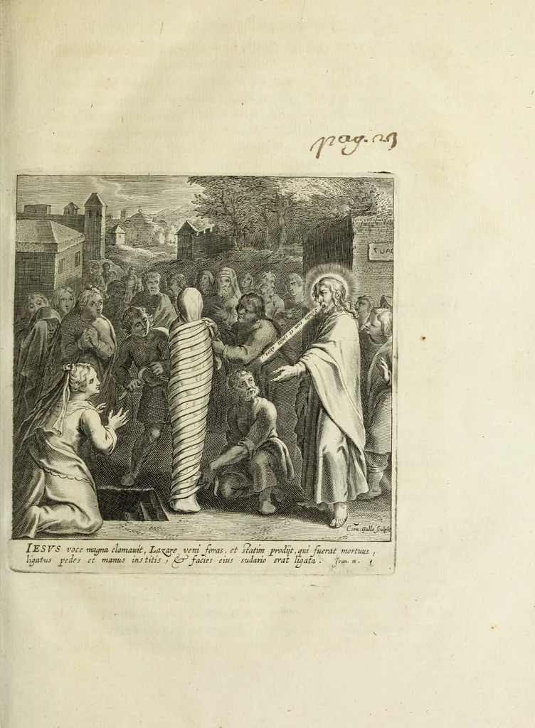 An illustration from Jo. Jac. Chiffletii De linteis sepulchralibus Christi Servatoris crisis historica, 1688, leaf 44