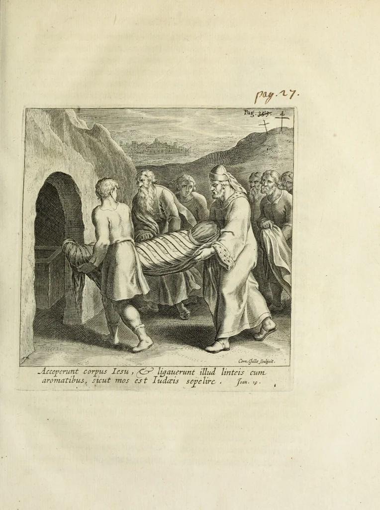 An illustration from Jo. Jac. Chiffletii De linteis sepulchralibus Christi Servatoris crisis historica, 1688, leaf 50