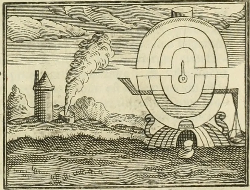 An illustration from Jo. Jacobi Mangeti, medicinae doctoris et sereniss. ac potentiss. regis Prussiae archiatri, Bibliotheca chemica curiosa, seu, Rerum ad alchemiam pertinetium thesaurus instructissimus : quo non tantùm artis auriferae, ac scriptorum in ea nobiliorum historia traditur : lapidis veritas argumentis & experimentis innumeris, immò & juris consultorum judiciis evincitur : termini obscuriores explicantur : cautiones contra impostores & difficultates in tinctura universali conficienda occurrentes, declarantur : verùm etiam tractatus omnes virorum celebriorum, qui in magno sudarunt elixyre, quíque ab ipso Hermete, ut dicitur, Trismegisto, ad nostra usque tempora de chrysopoea scripserunt, cum praecipuis suis commentariis, concinno ordine dispositi exhibentur. Ad quorum omnium illustrationem additae sunt quamplurimae figurae aeneae, 1702, leaf 1528