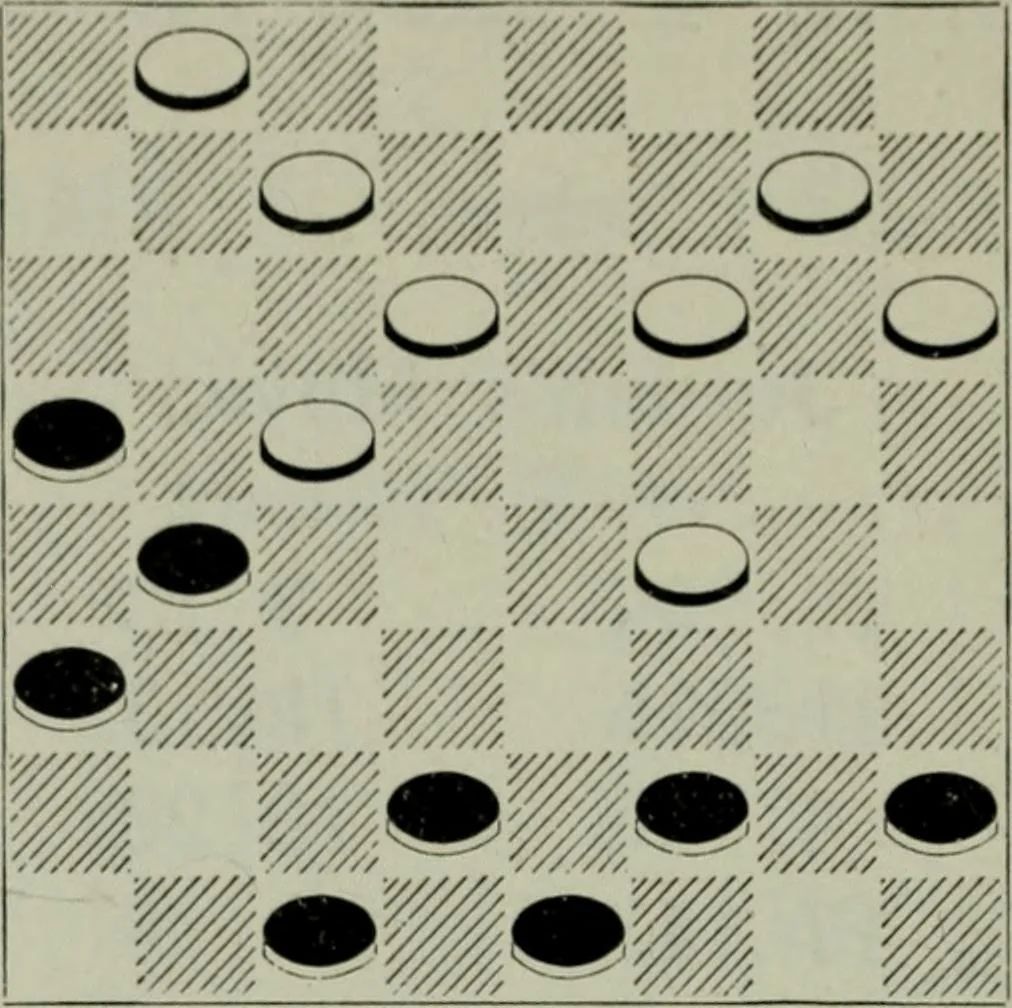 An illustration from Jordan vs. Banks match games for a purse of $1,000.00 and the restricted world's checker championship, 1914, leaf 41
