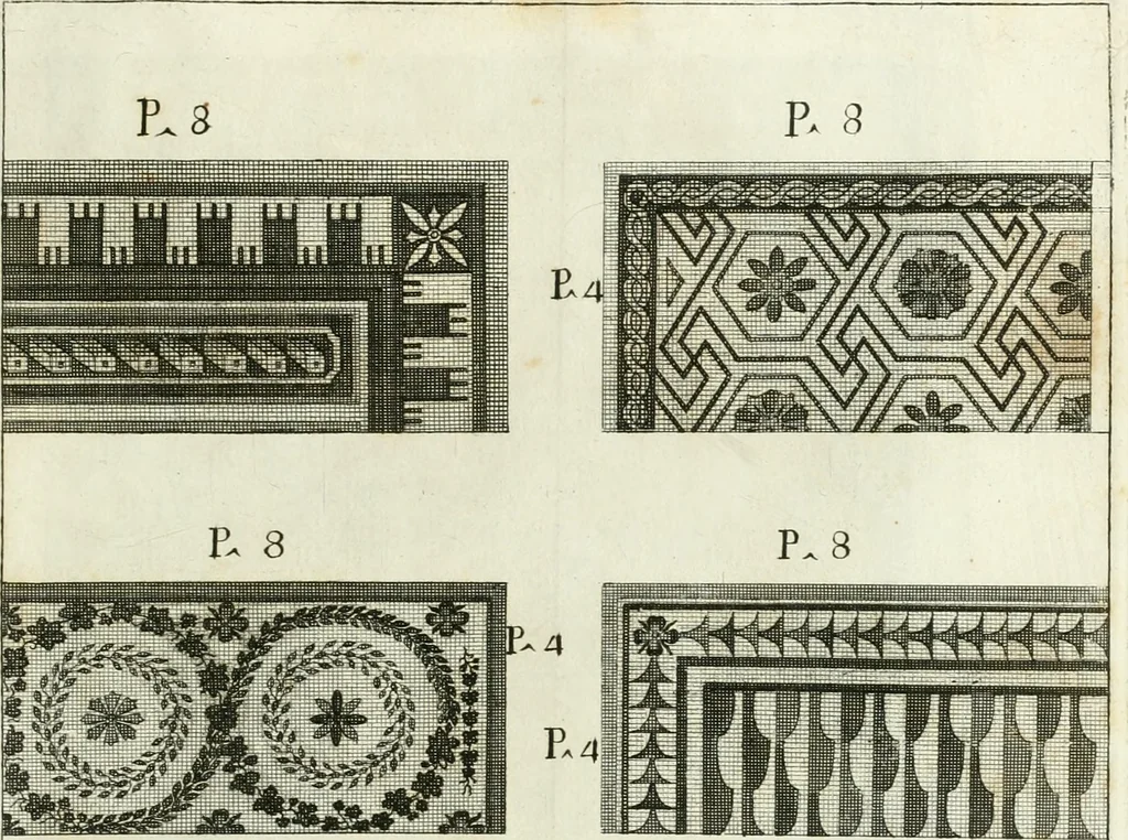 An illustration from Josephi Alexandri Furietti utriusque signaturæ referendarii, sacrarum congr. concilii, & residentiæ episcoporum a secretis De musivis, ad Ss. patrem Benedictum XIV. Pontificem Maximum, 1752, leaf 80