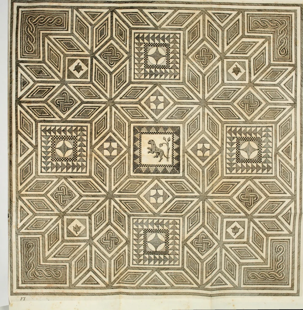An illustration from Josephi Alexandri Furietti utriusque signaturæ referendarii, sacrarum congr. concilii, & residentiæ episcoporum a secretis De musivis, ad Ss. patrem Benedictum XIV. Pontificem Maximum, 1752, leaf 91
