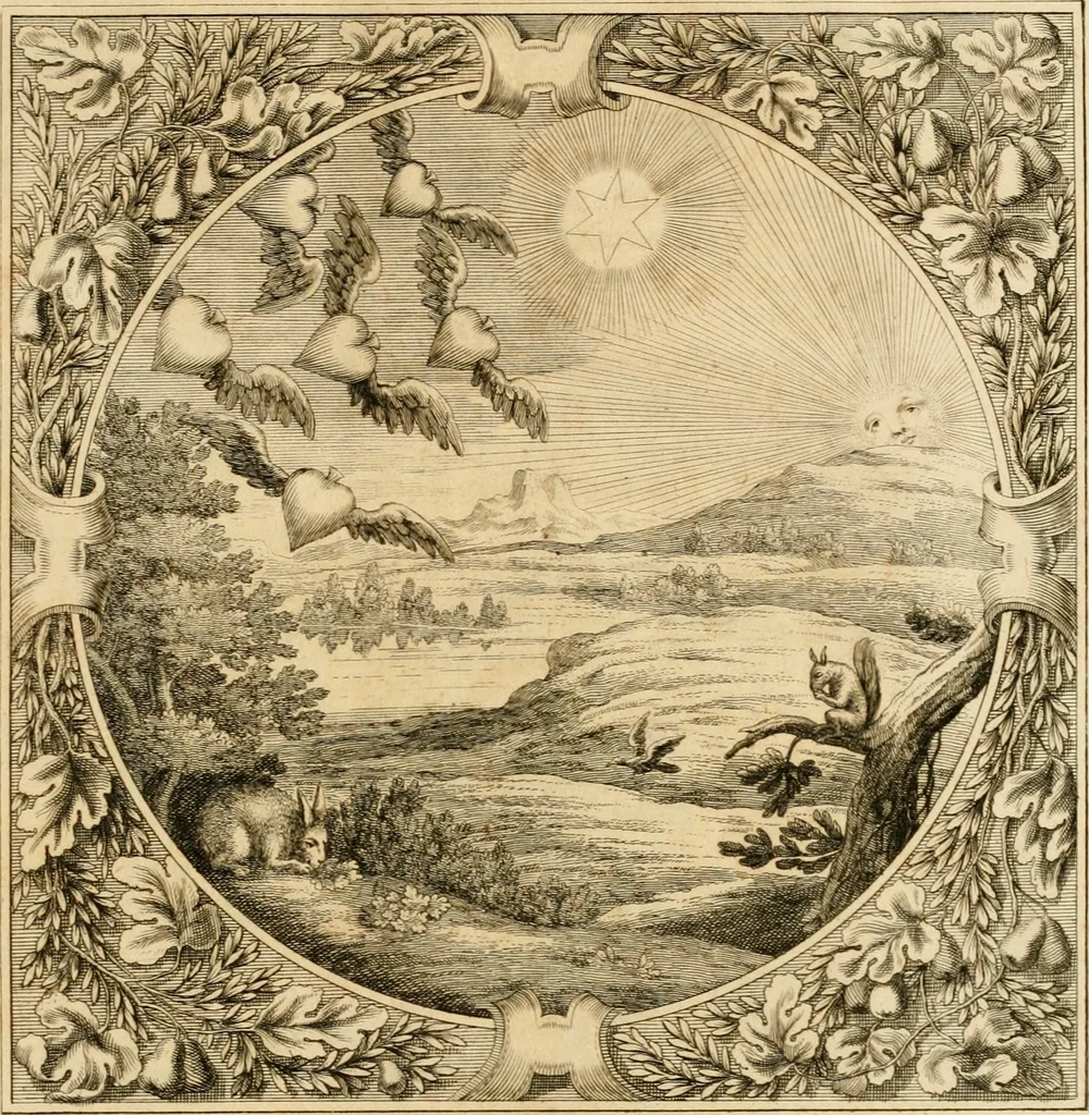 An illustration from Josephi felicissimi quondam, et gloriossisimi in Aegypto proregis polymita : variis liciorum coloribus distincta diversisque picturarum figuris illustrata : hoc est, virtutum regiarum in pluribus olim clarissimisque principibus laudatarum symmetria in unum, absolutumque ornatum animi coronis nati concinnata, et Josepho primo Leopoldi I. caesaris filio in Romanorum regem felicibus auspiciis nuper inaugurato : ab Archiducali, Caesareo, et Academico Societ. Jesu collegio Graecii in obsequiosae gratulationis argumentum demississimè oblata, 1690, leaf 26