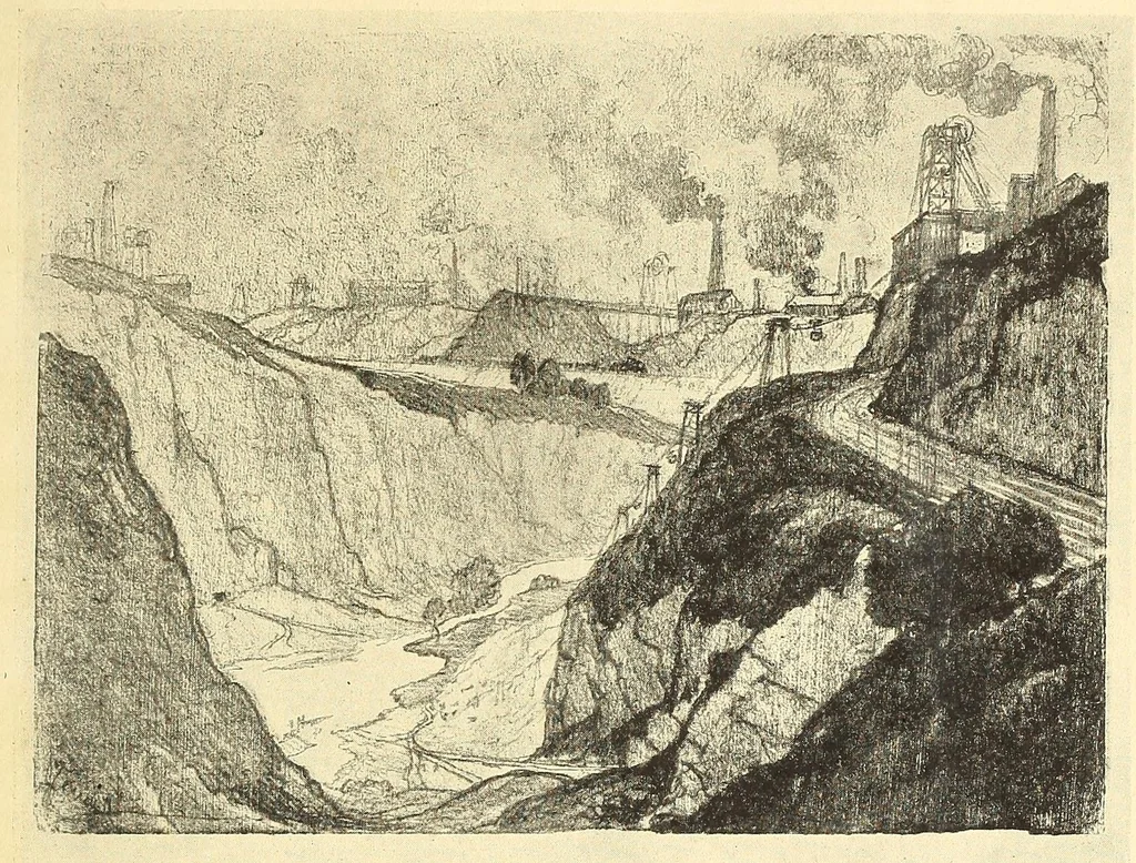 An illustration from Joseph Pennell's pictures of war work in England, reproductions of a series of drawings and lithographs of the munition works made by him with the permission and authority of the British government, 1917, leaf 19