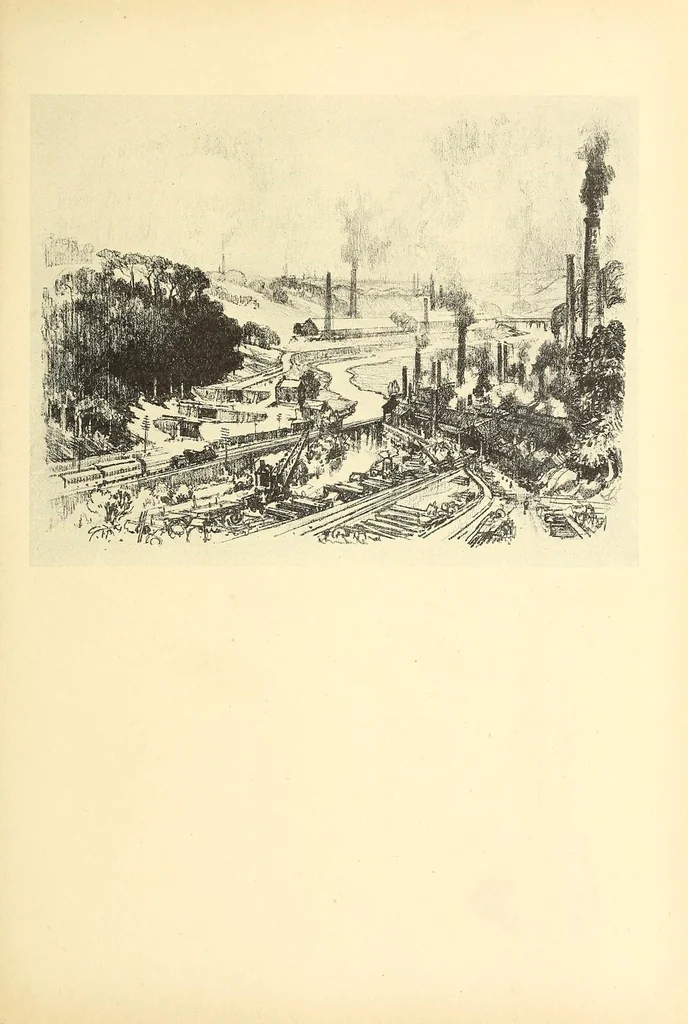 An illustration from Joseph Pennell's pictures of war work in England, reproductions of a series of drawings and lithographs of the munition works made by him with the permission and authority of the British government, 1917, leaf 87